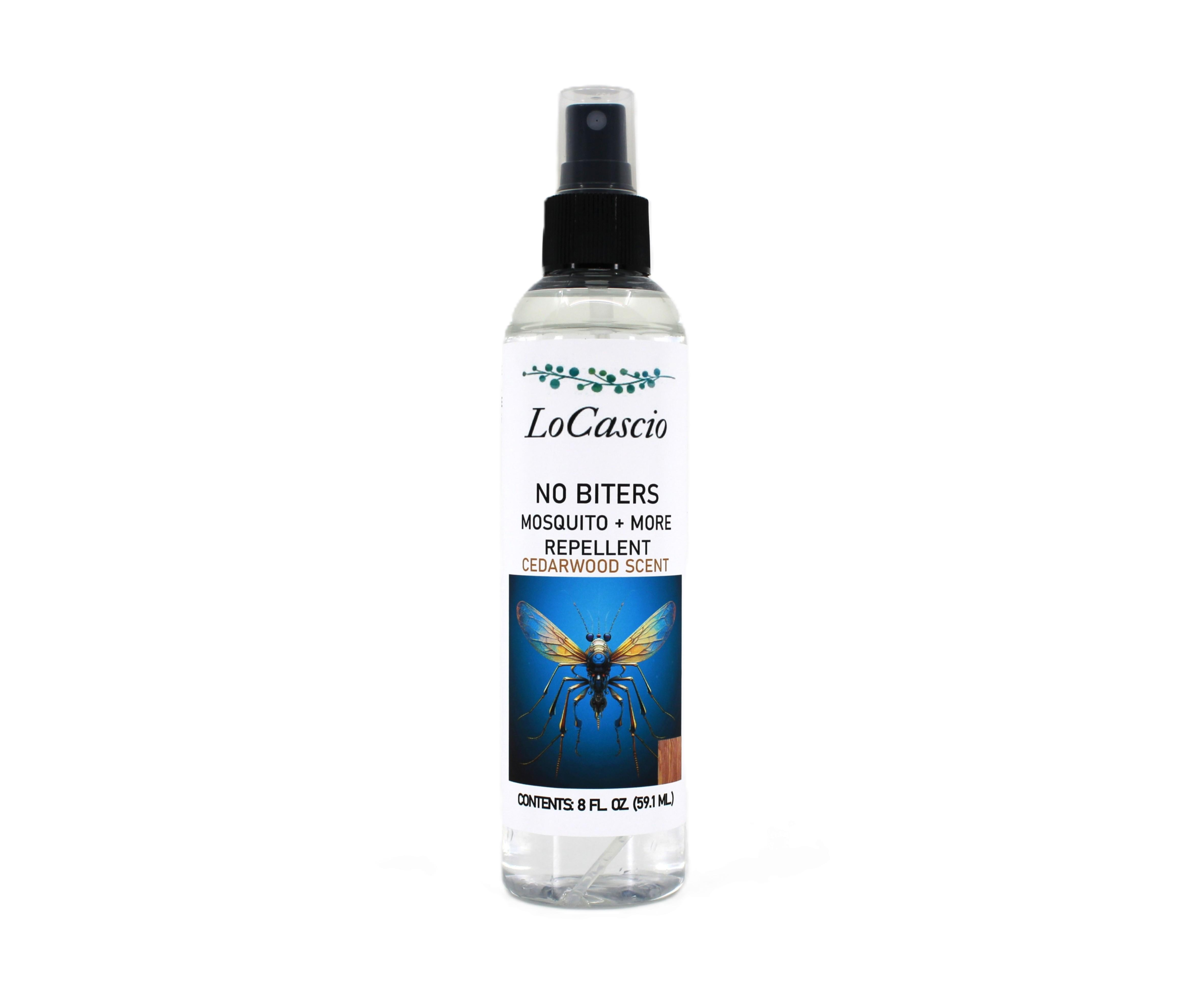 LOCASCIO- No Biters Mosquito and Fly Defense Spray, Cedarwood Scent, 8 Fl Oz (Double the size)-100% Natural, Deet Free